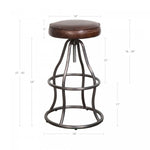 Maloe Leather Bar Stool - Vintage Brown