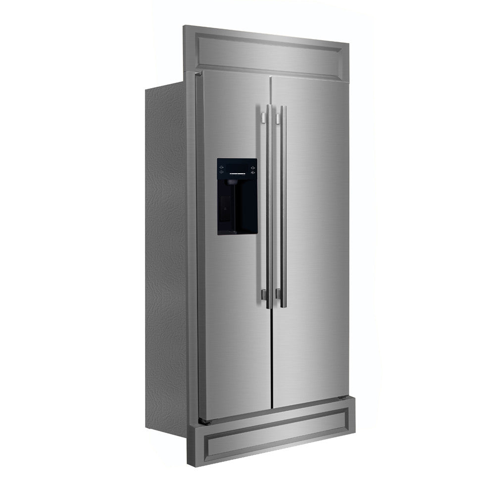 Forno Salerno 40" 20 Cu.Ft. Stainless Steel Built-In Side-by-Side Refrigerator with Ice & Water Dispenser - FFRBI1844-40MG
