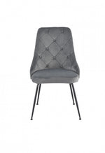 Peacock Velvet Dining Chair - Grey/Black - Set of Two