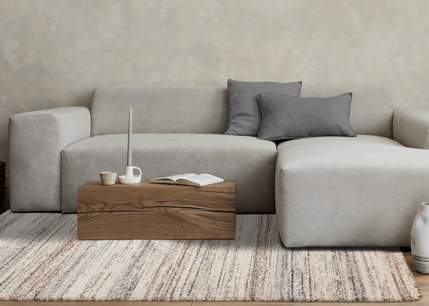 Marquee Soft Contemporary Area Rug - Cream Rust - 5' X 8'