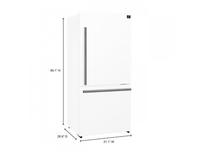 Forno Milano 31" 17.2 Cu.Ft. White Bottom Freezer Refrigerator with Right Swing Door - FFFFD1785-31WHT