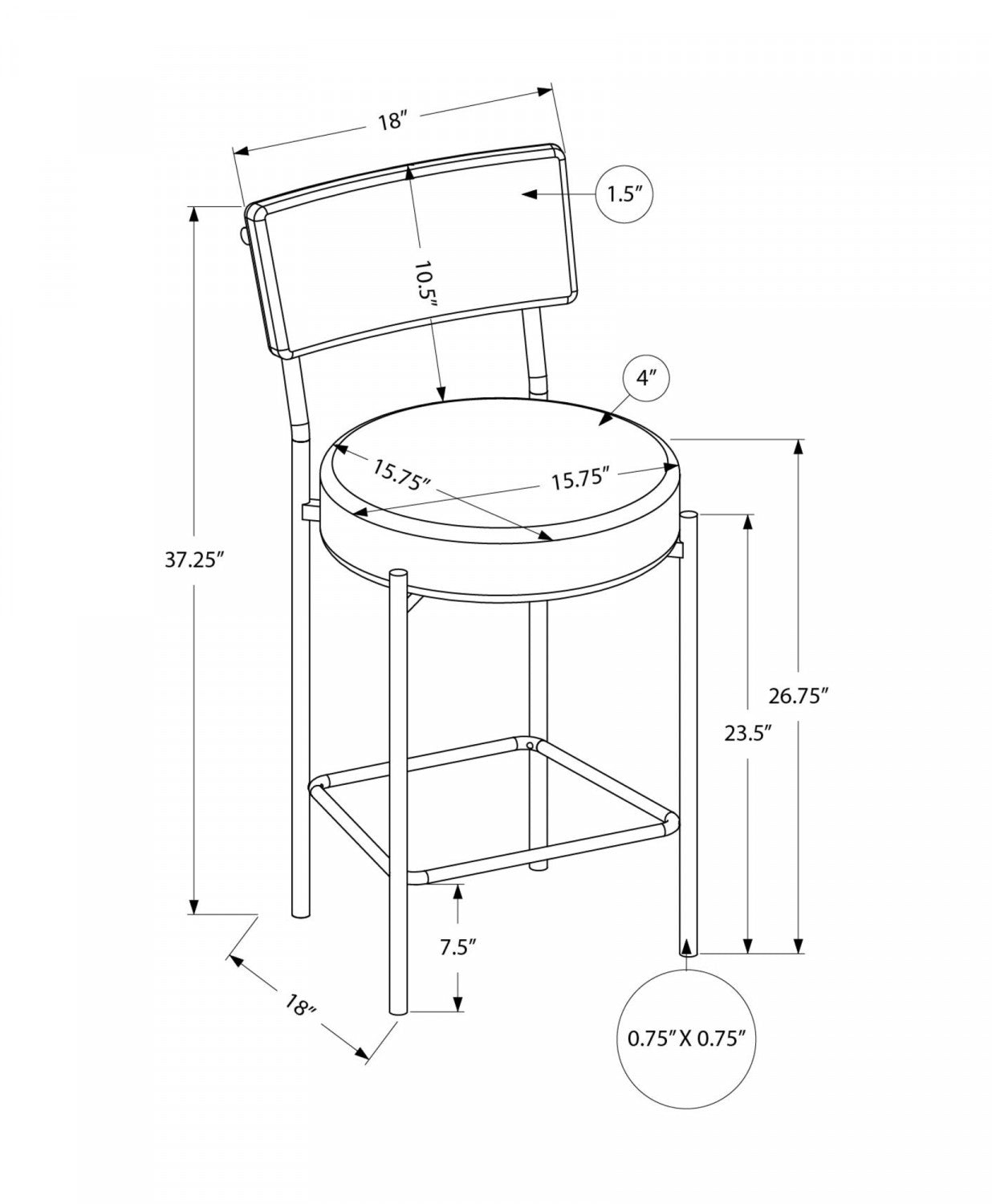 Robson Counter Stool - Grey/Black - Set Of Two