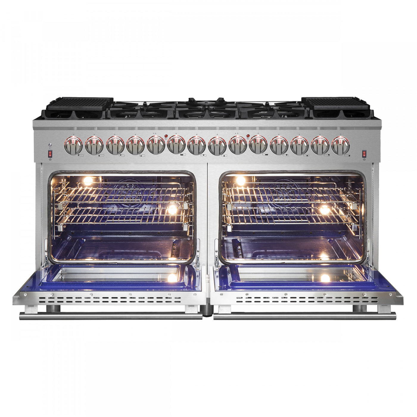 Forno Massimo 60" Stainless Steel Freestanding Dual Fuel Double Oven Range with True Convection and Air Fry (8.64 Cu. Ft.) - FFSGS6125-60