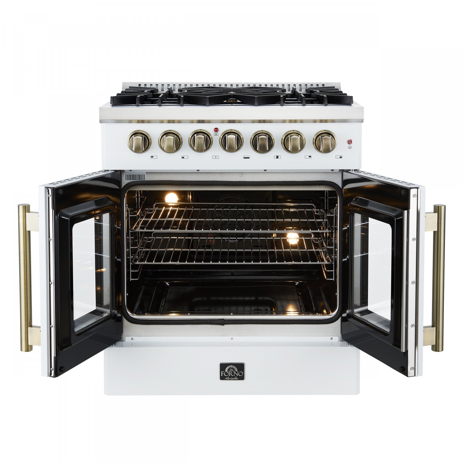 Forno Galiano 30" White French Door Dual Fuel Range With True Convection (4.32 Cu. Ft.) - FFSGS6356-30WHT