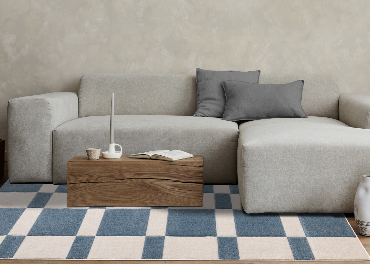 Finley Modern Geometric Area Rug - Blue White - 5' X 8'