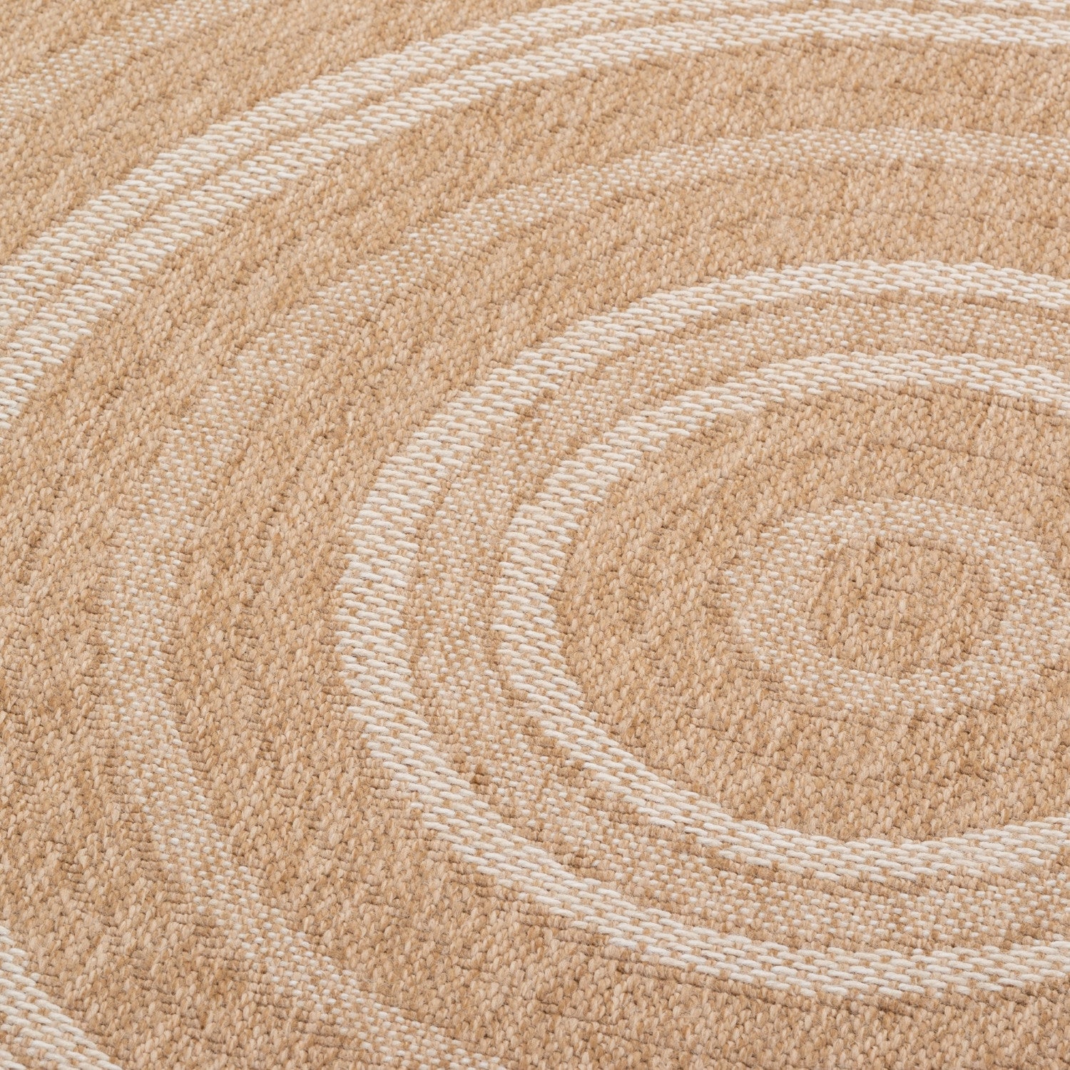 Avanos Circles Indoor/Outdoor Rug - 6ft Round - Beige/White