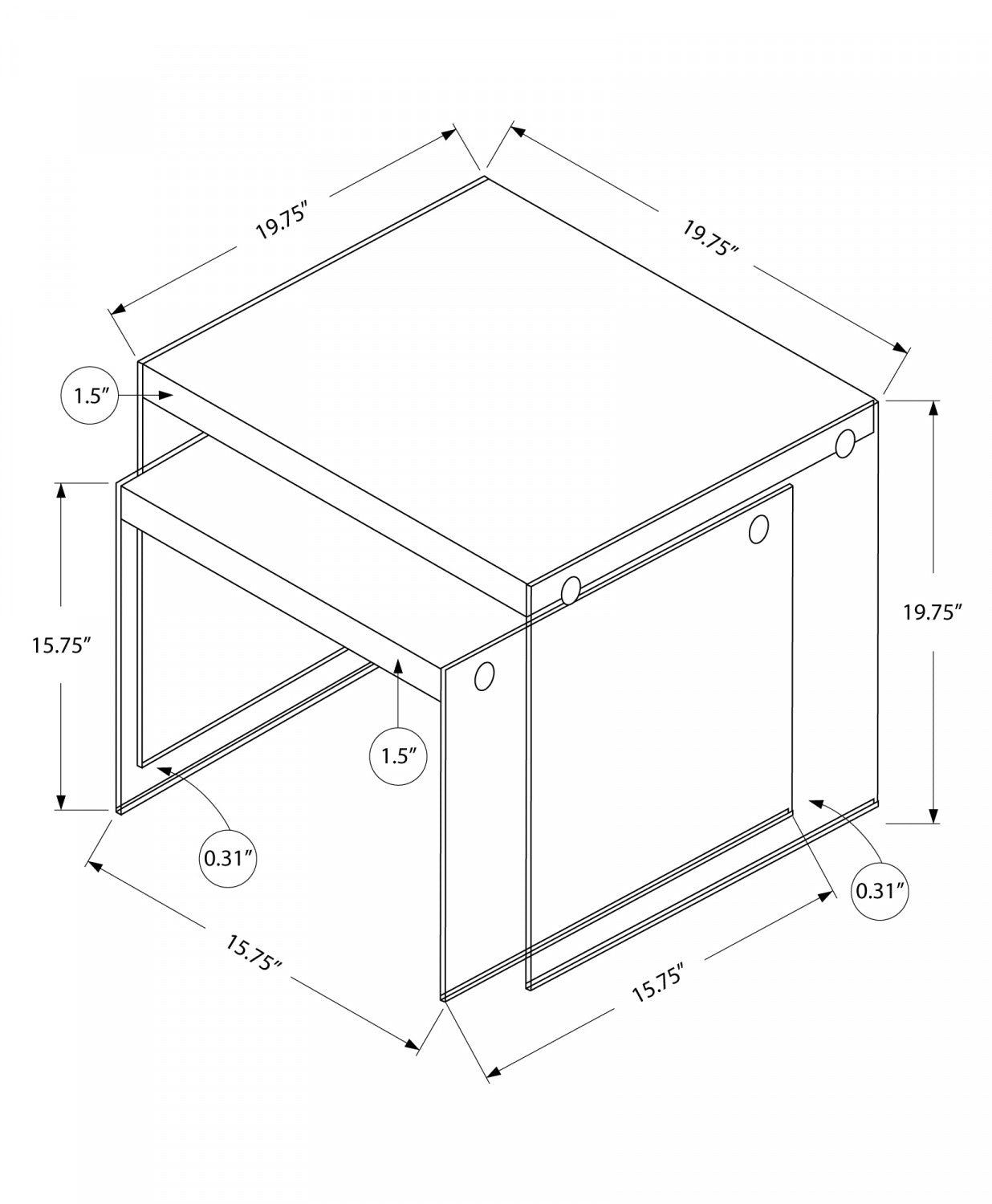Nivo Nesting Tables - Dark Taupe