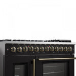 Forno Galiano 48" Black French Door Freestanding Dual Fuel Double Oven Range (6.58 Cu. Ft.) - FFSGS6356-48BLK