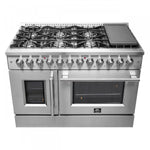 Forno Galiano 48" Stainless Steel Freestanding Dual Fuel Double Oven Range with True Convection (6.58 Cu. Ft.) - FFSGS6356-48