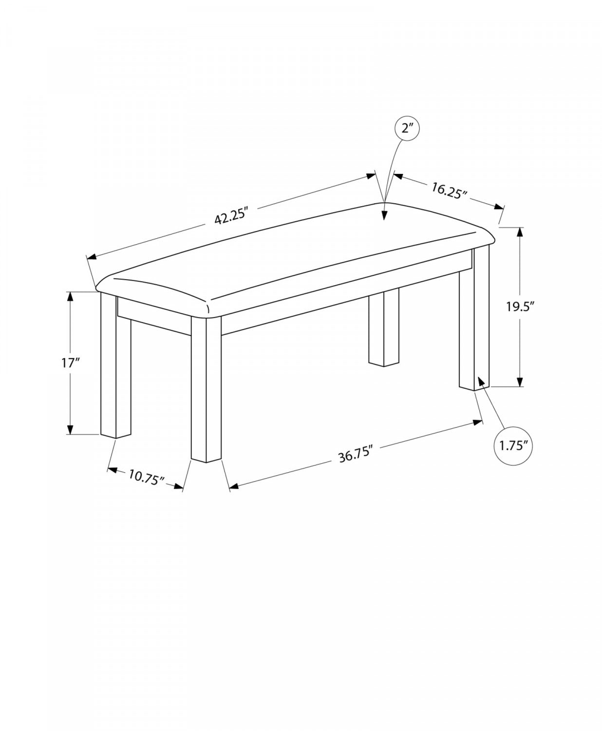 Elin Bench - Walnut/Beige