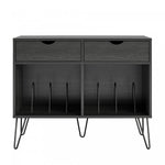 Concord Turntable Stand with Drawers - Black Oak