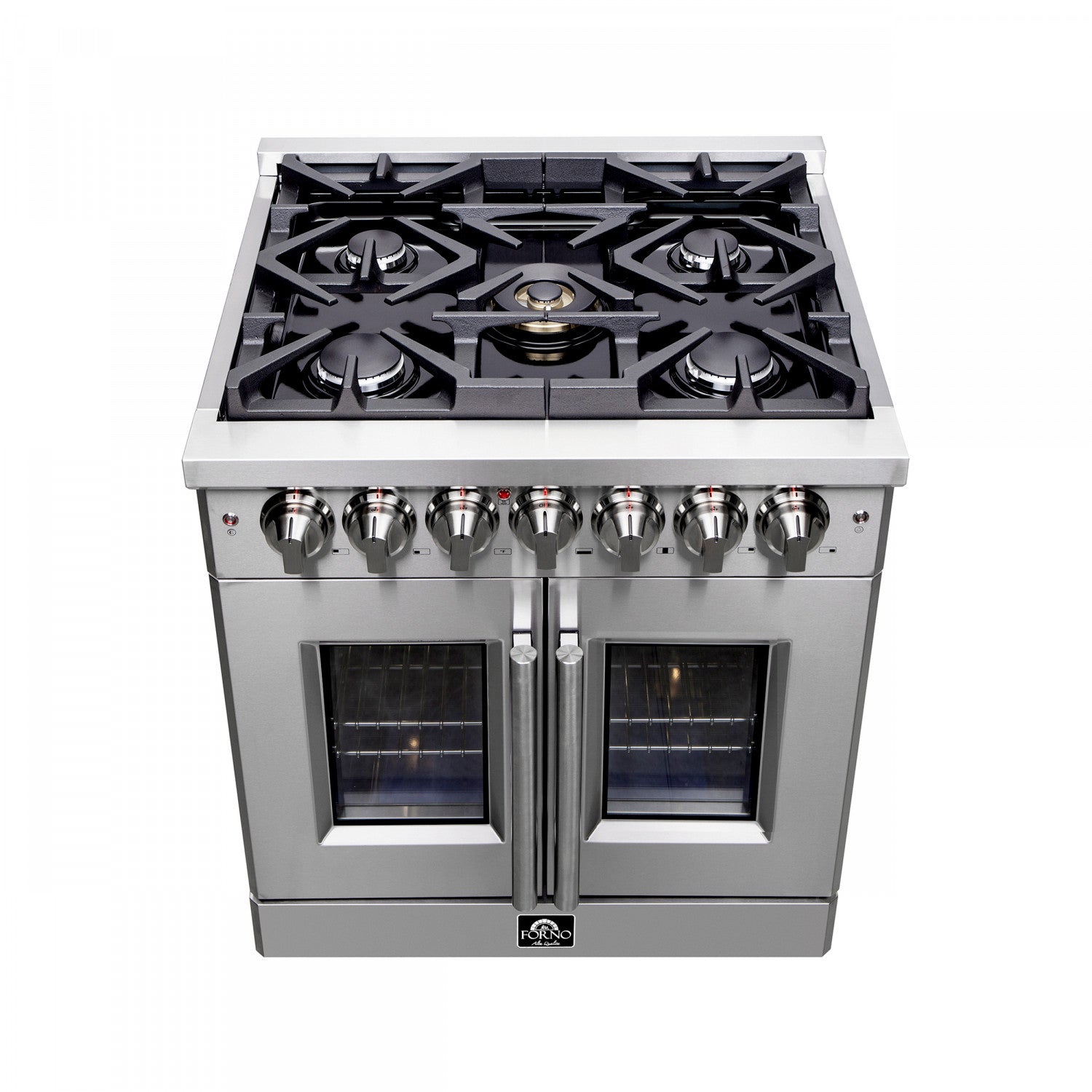 Forno Massimo 30" Stainless Steel French Door Dual Fuel Range with True Convection (4.32 Cu. Ft.) - FFSGS6325-30