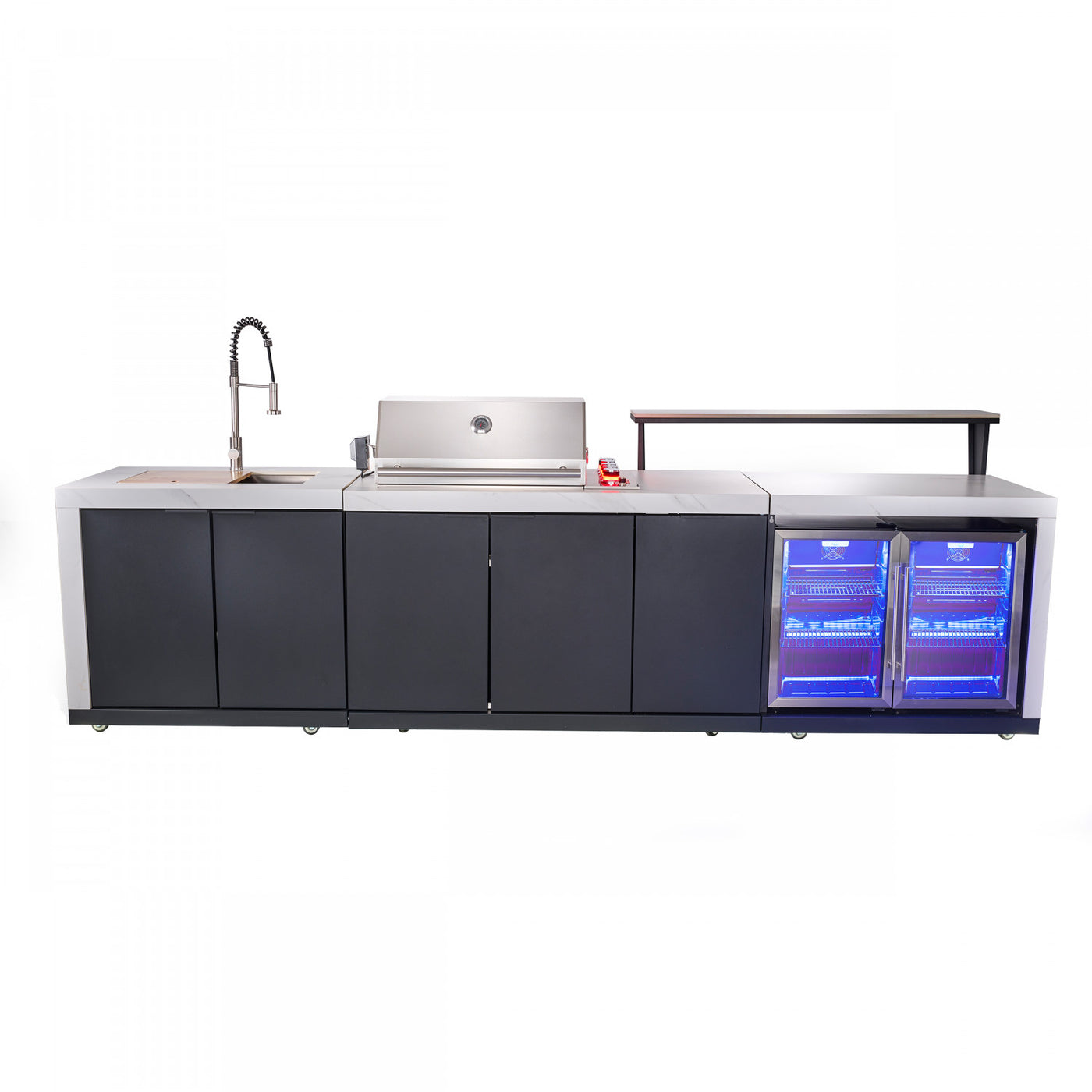 Forno Rimini White Countertop Outdoor Kitchen with 30" 62,600 BTU BBQ and 2 Beverage Centres (4.8 Cu. Ft.) - FODKT2575WHT