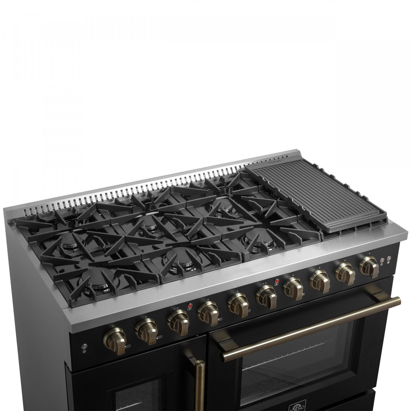 Forno Galiano 48" Black Freestanding French Door Double Oven Gas Range (6.58 Cu. Ft.) - FFSGS6444-48BLK