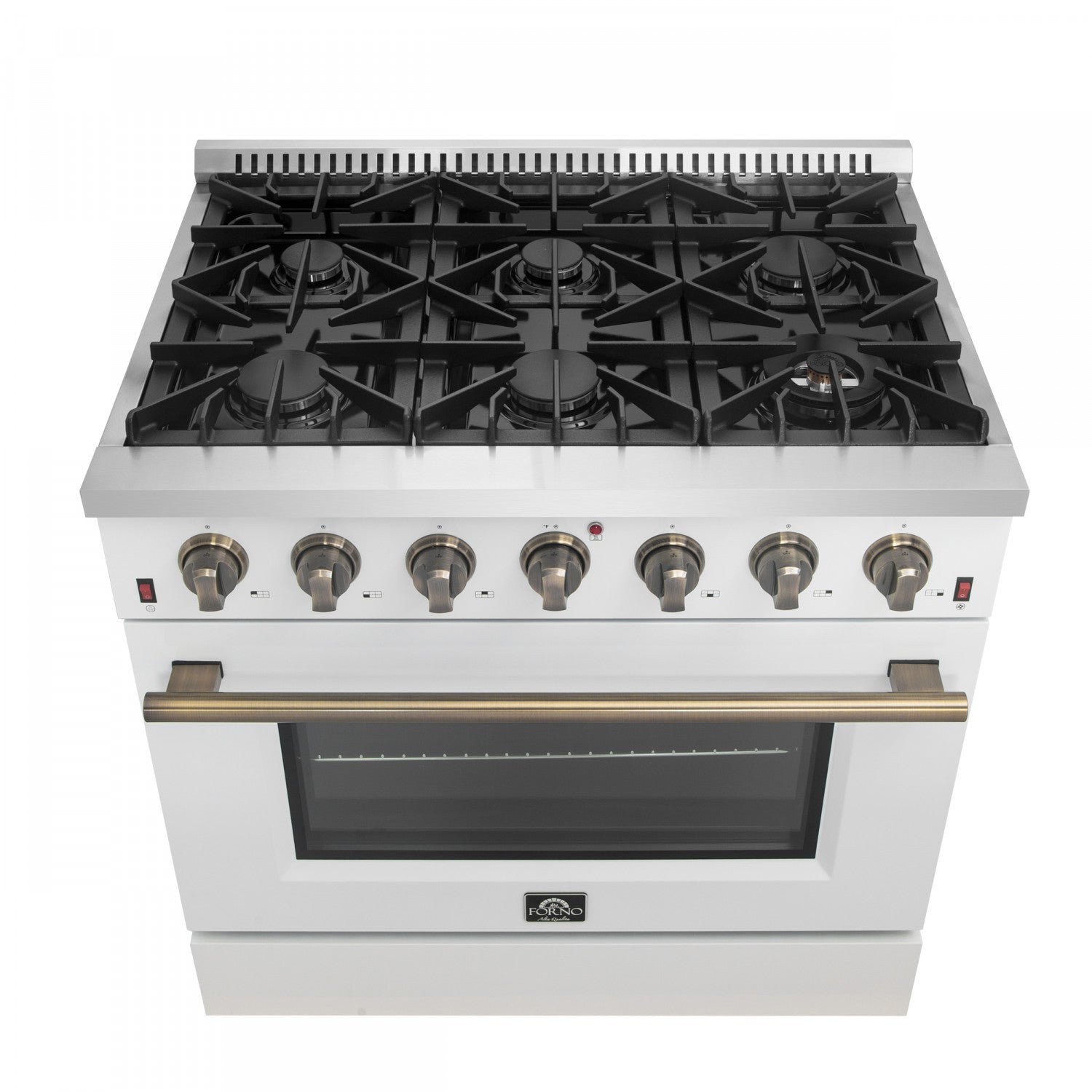 Forno Galiano 36" White French Door Freestanding Gas Range (5.36 Cu. Ft.) - FFSGS6244-36WHT