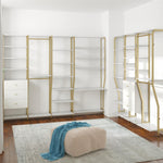 Gwyneth Closet with Hanging Rods - White Faux Marble/Golden Bronze