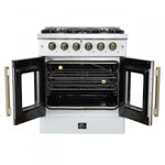 Forno Galiano 30" White French Door Freestanding Gas Range (4.32 Cu. Ft.) - FFSGS6444-30WHT