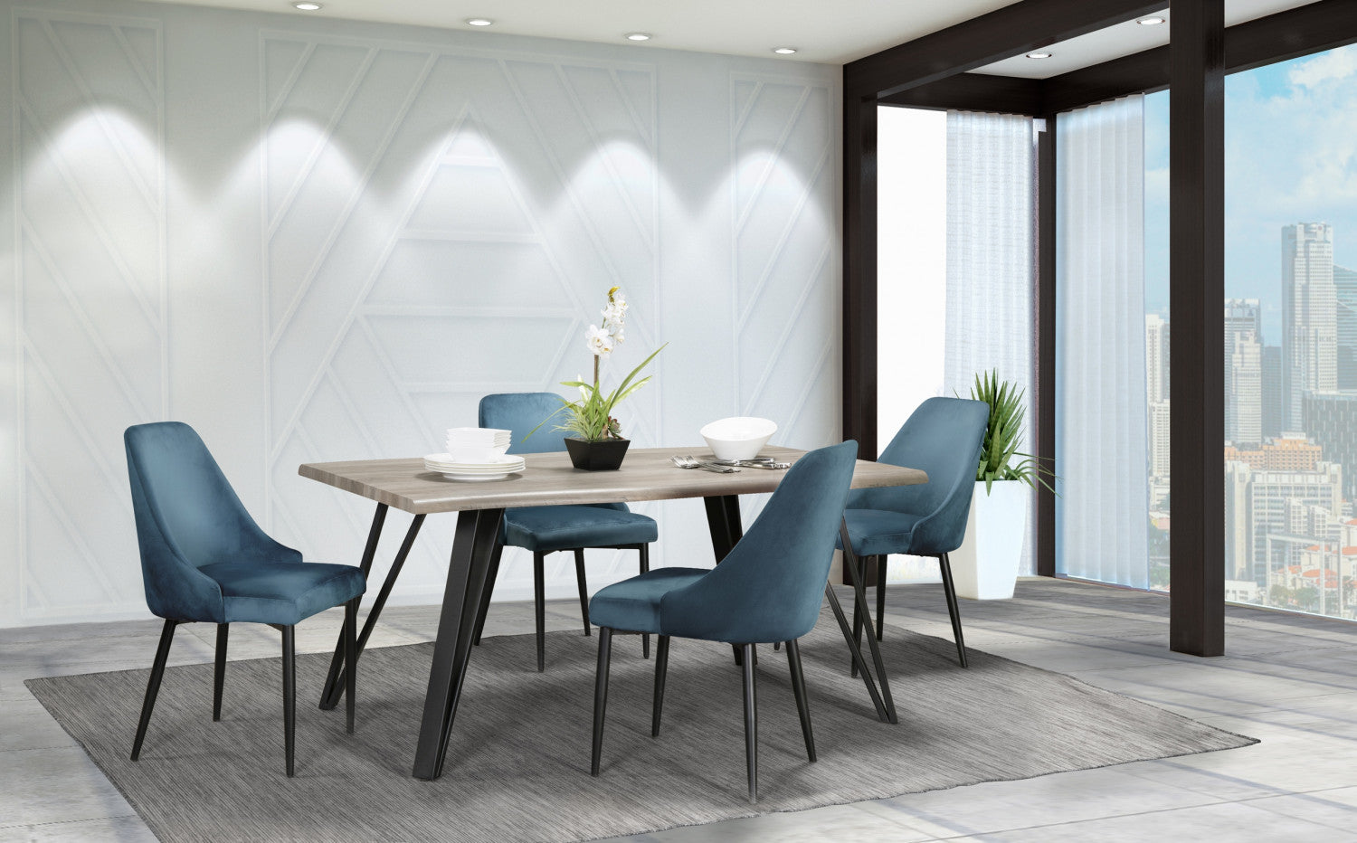 Eugenie Velvet Dining Chair - Blue - Set of Two