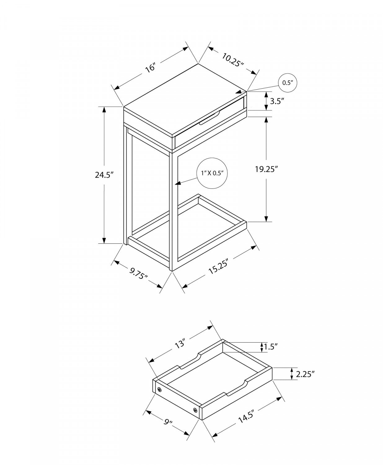 Astra Side Table - White