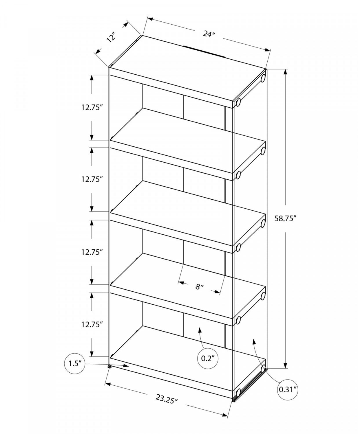Rilka Bookcase - White