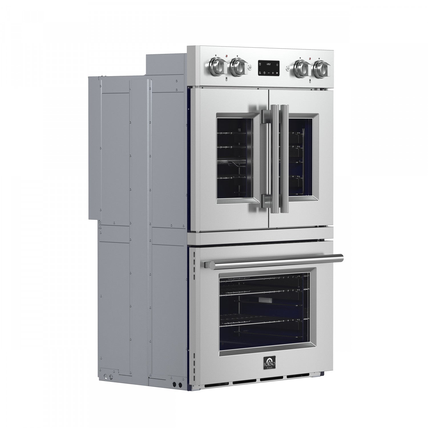Forno Gallico Stainless Steel 30" French Door Double Wall Oven with Air Fry and Sous Vide (7.36 Cu. Ft.) - FBOEL1388-30
