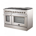 Forno Premium Stainless Steel Kitchen Package with 48" Dual Fuel Range, 2 28" Convertible Refrigerator/Freezer and 48" Range Hood - FBDL-017-04CAUS