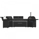 Forno All'Aperto Black Countertop Outdoor Kitchen with 86,600 BTU BBQ, 24" Plancha and 18" Pizza Oven - FODKT2568BLK