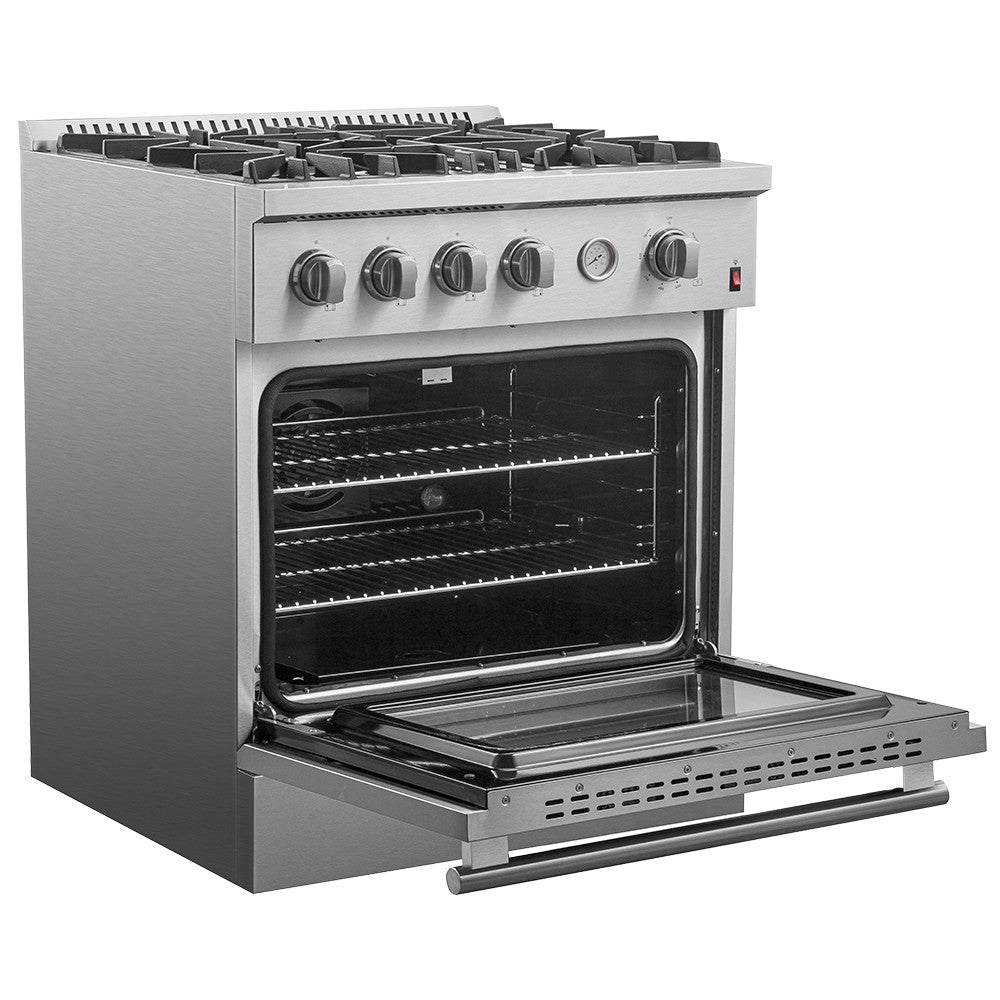 Forno Premium Stainless Steel Kitchen Package with Side-by-Side Refrigerator and Gas Range - FBDL-021-01CAUS