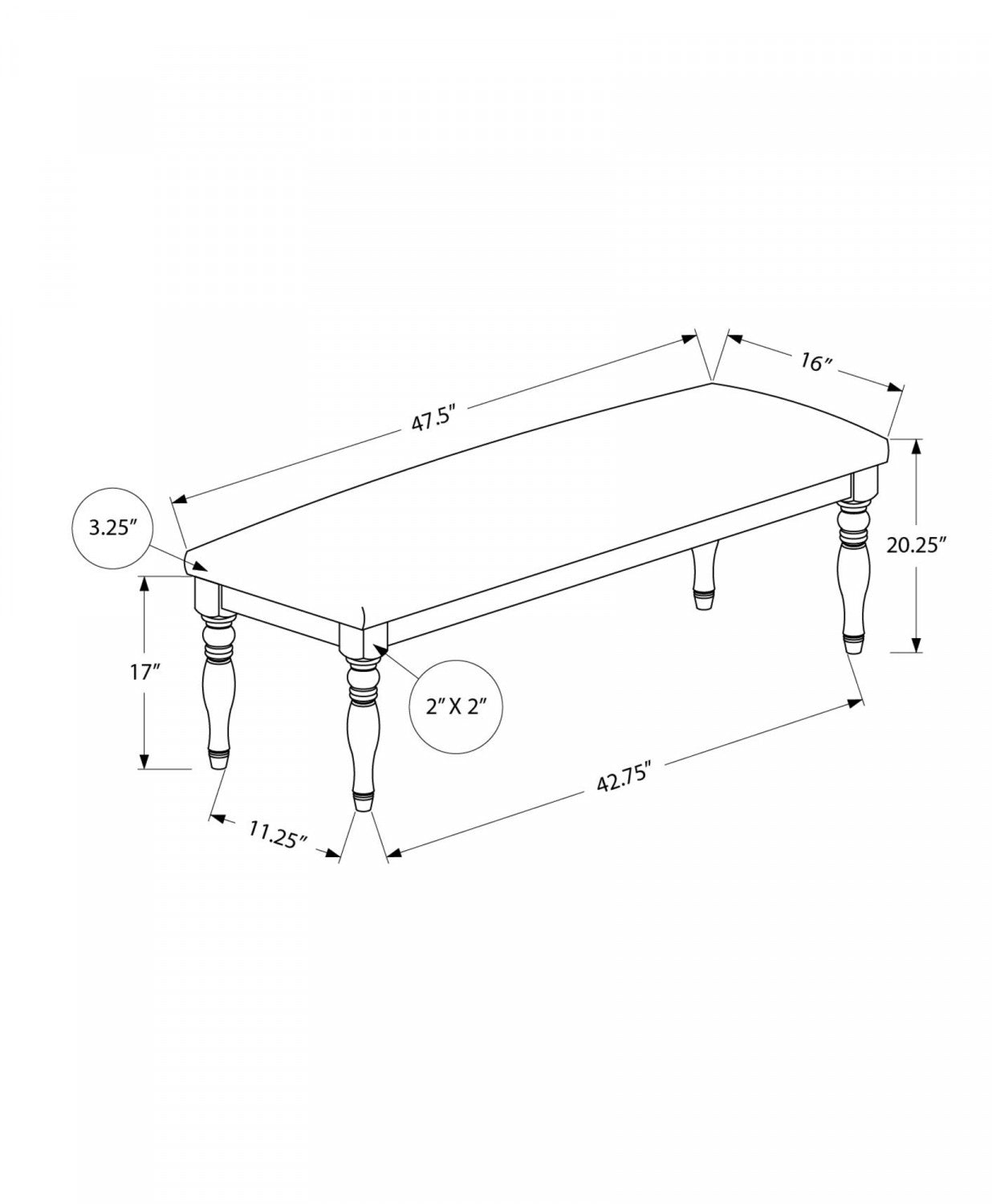 Kesta Bench - Antique Grey