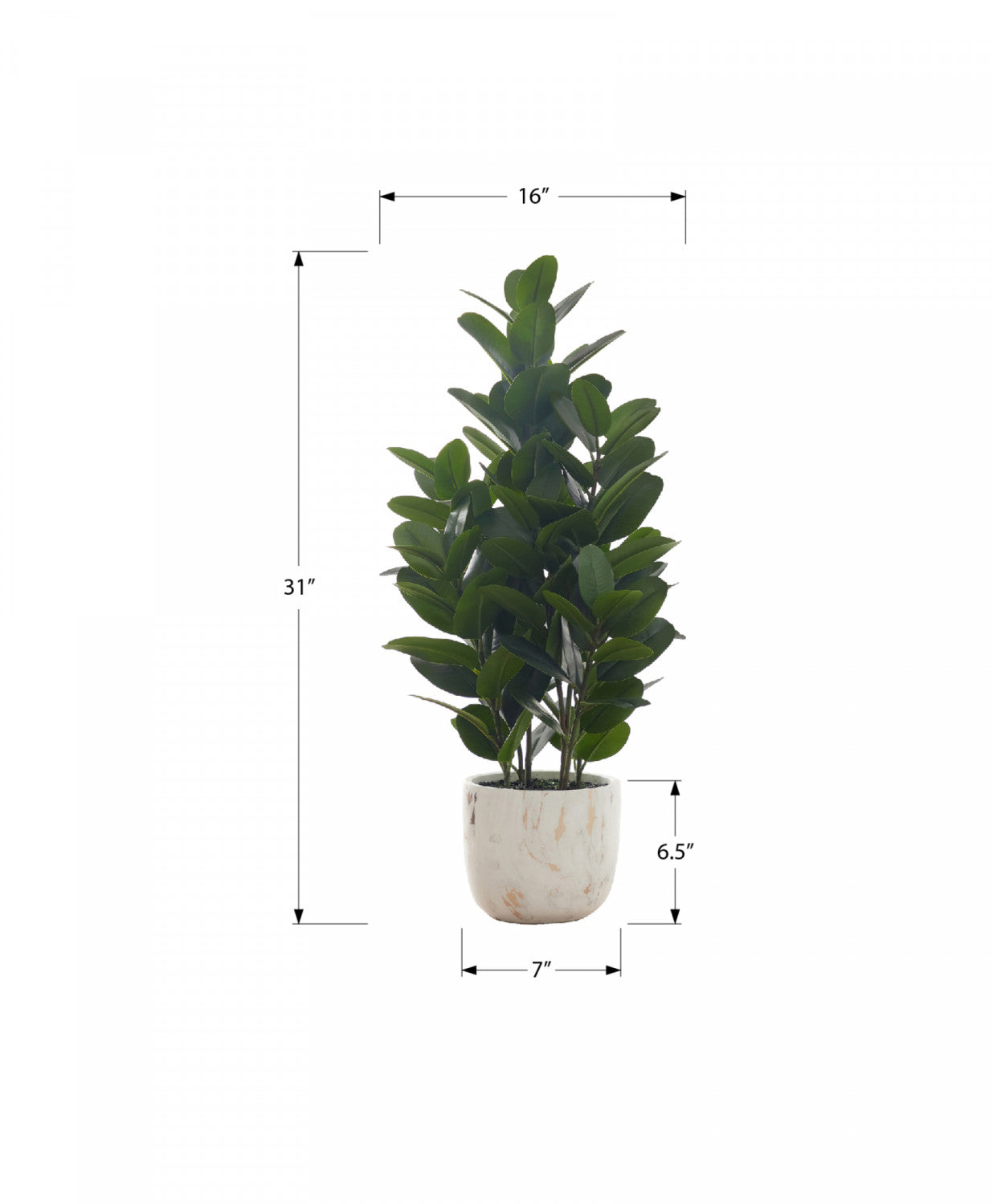 31" Garcinia Tree With 7" Marble-look Pot - Green