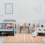 Kids Playing Board Area Rug - 4' X 6' - Pink/Cream