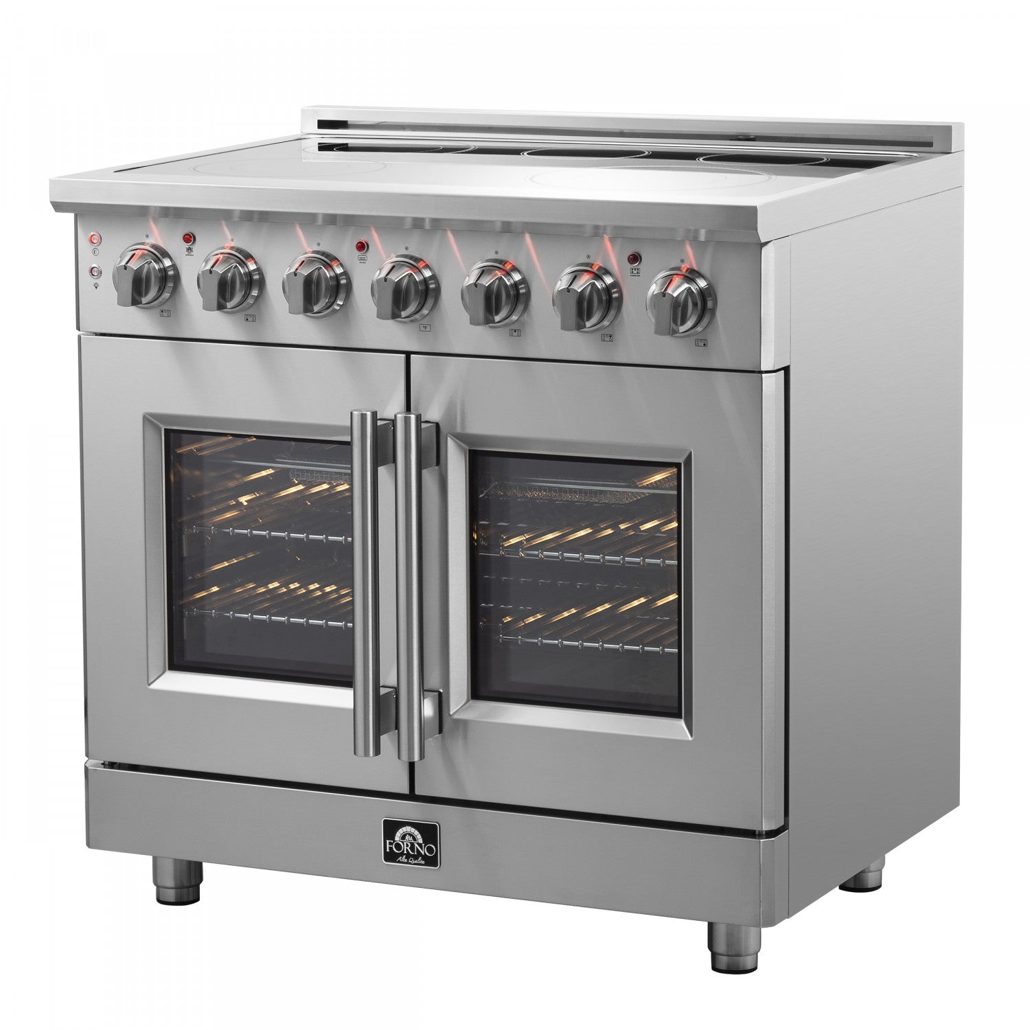Forno Massimo 36" Stainless Steel French Door Electric Range with True Convection and Air Fry (5.36 Cu. Ft) - FFSEL6955-36