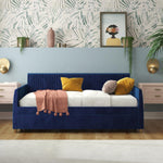 Daphne Upholstered Twin Daybed with Twin Trundle - Blue Velvet