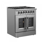 Forno Galiano 30" Stainless Steel French Door Dual Fuel Range with True Convection (4.32 Cu. Ft.) - FFSGS6356-30