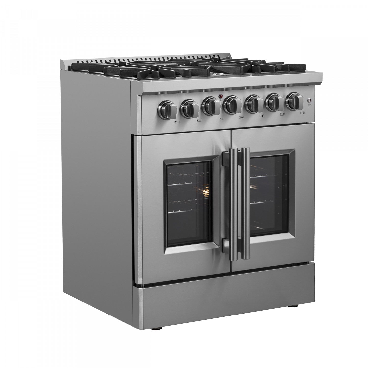 Forno Galiano 30" Stainless Steel French Door Dual Fuel Range with True Convection (4.32 Cu. Ft.) - FFSGS6356-30