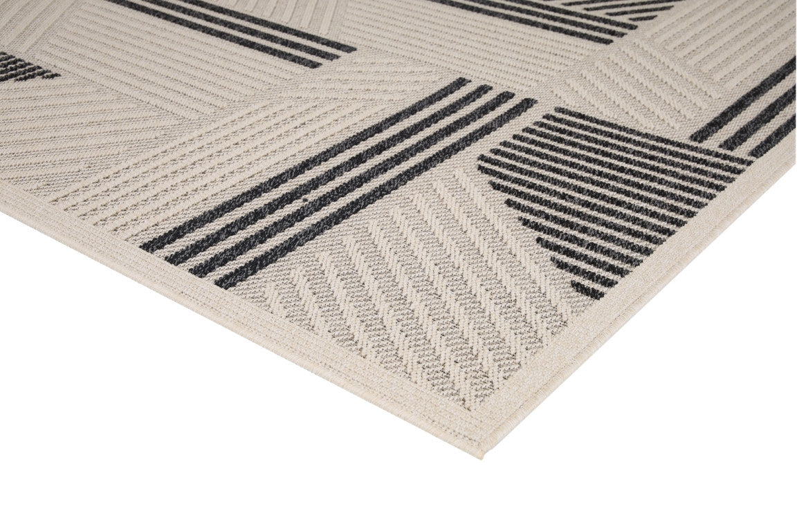 Assia Modern Outdoor Rug - 5' x 7' - Grey/Black