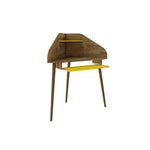 Gatutca Cubicle Section Desk with Keyboard Shelf Set of 4 - Rustic Brown/Yellow