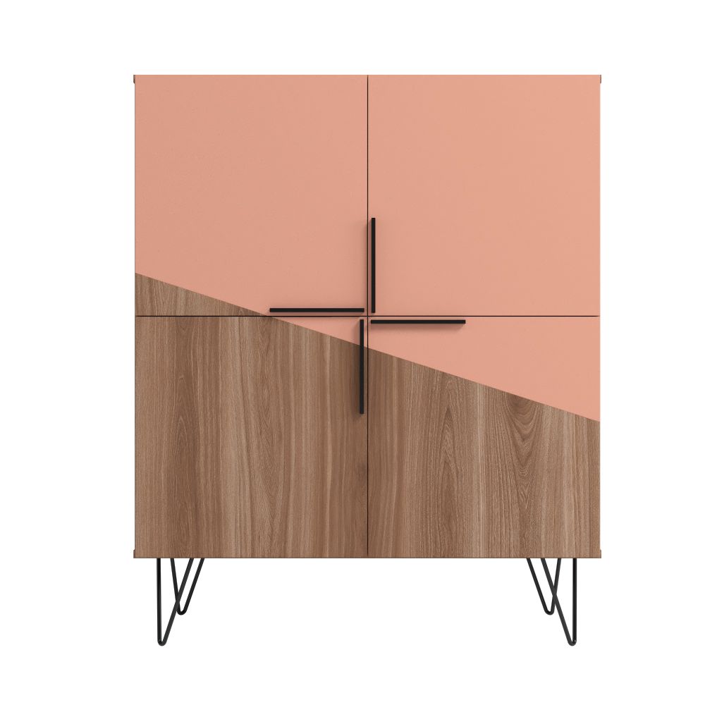 Velling Low Cabinet - Brown/Pink