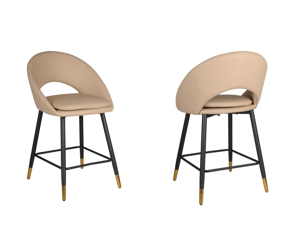 Mila Counter Stool - Beige/Black - Set of Two