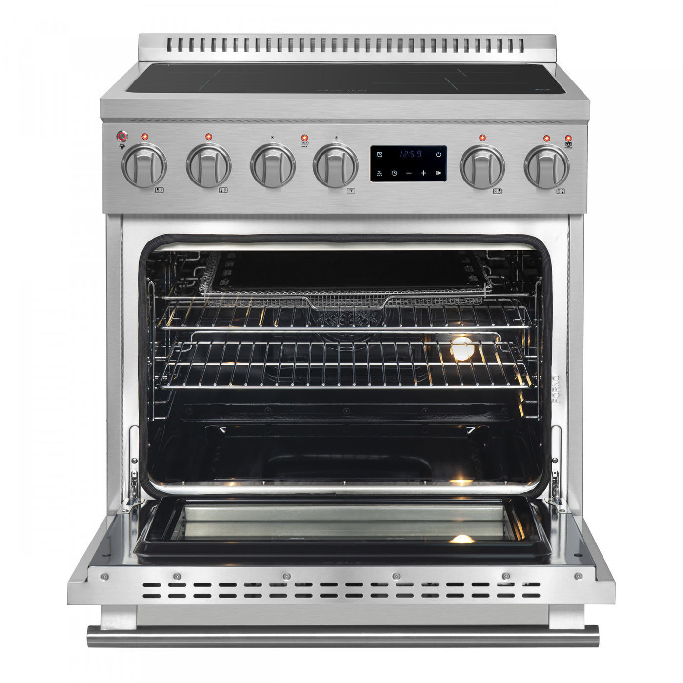Forno Torino Stainless Steel 30" True Convection Induction Range with Air Fry and Air Sous Vide (4.32 Cu. Ft.) - FFSIN0936-30