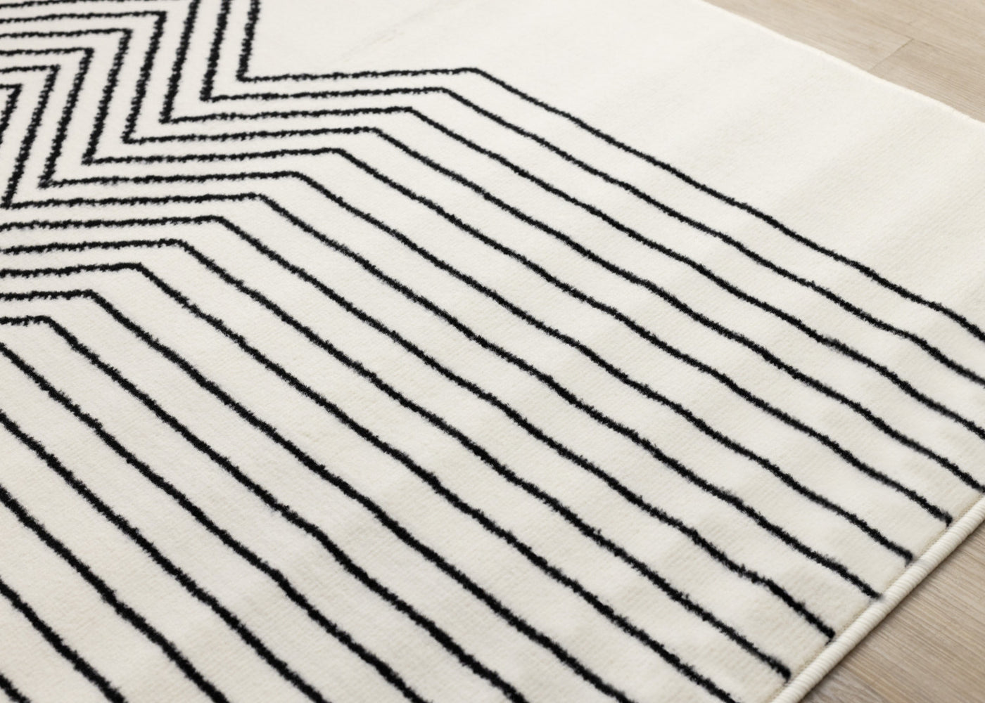 Functional Modern Soundwaves Area Rug - White Black - 8' X 11'