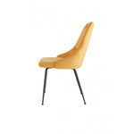 Peacock Velvet Dining Chair - Mustard Yellow/Black - Set of Two