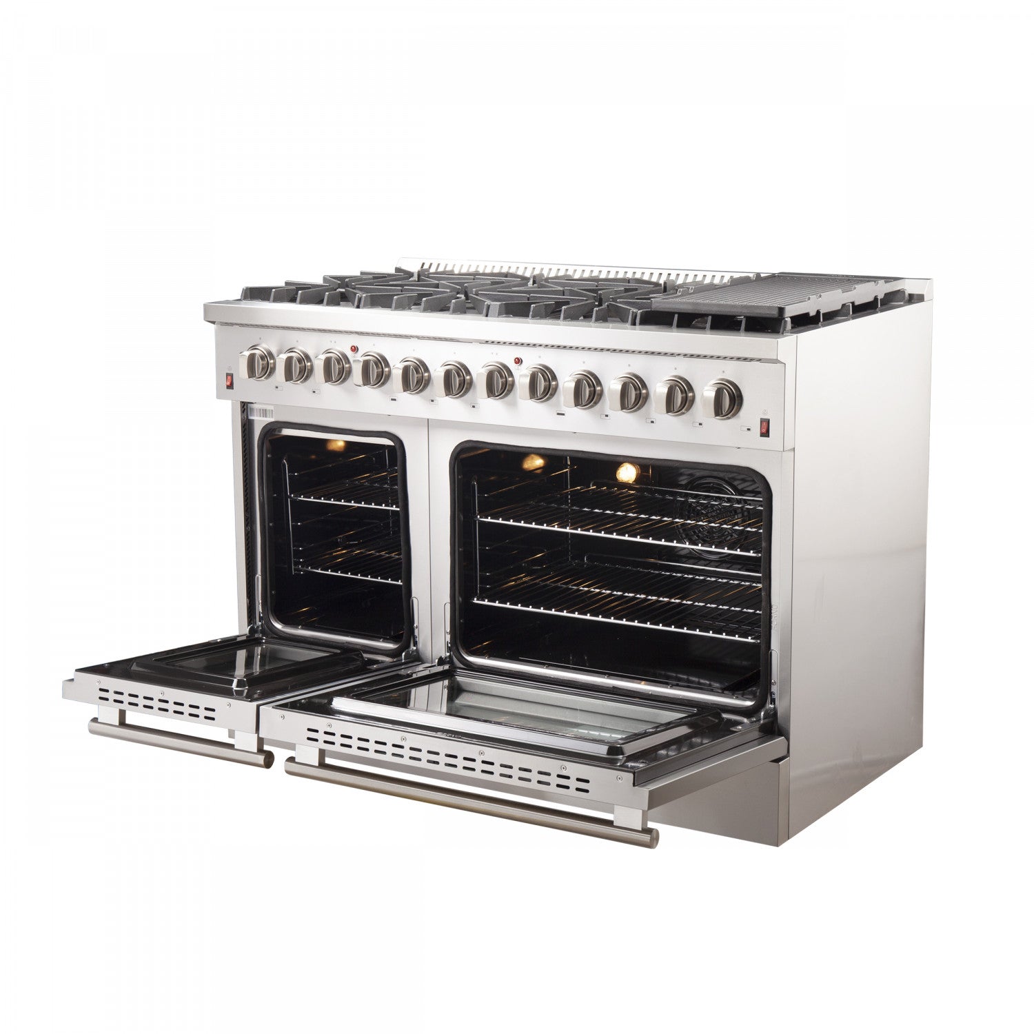 Forno Galiano 48" Stainless Steel Freestanding Dual Fuel Double Oven Range with True Convection (6.58 Cu. Ft.) - FFSGS6156-48