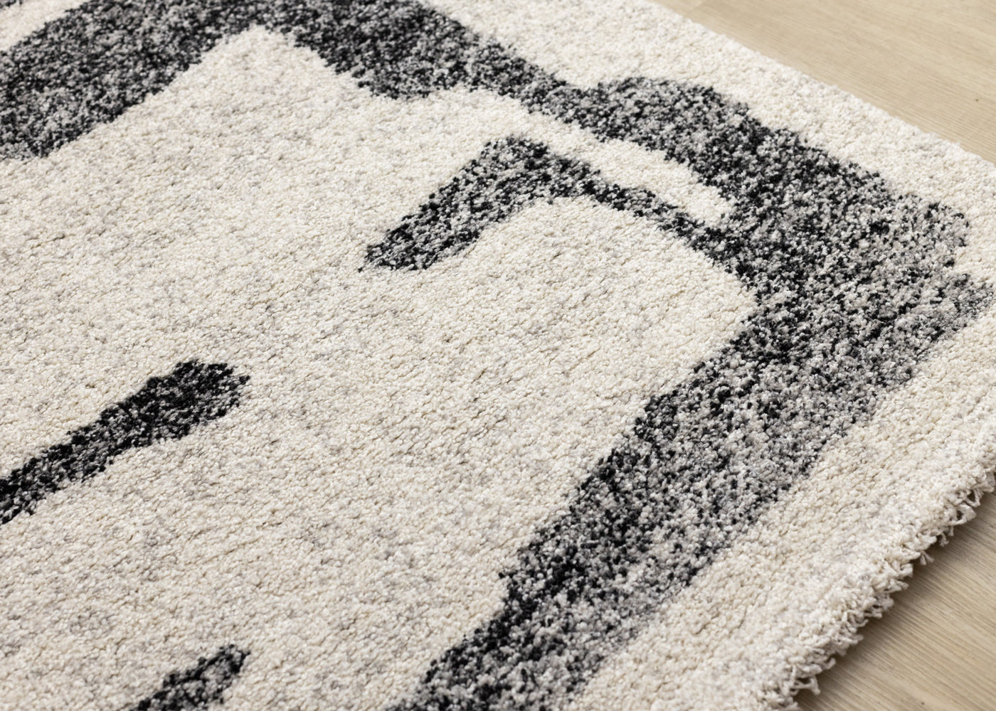 Marquee Modern Abstract Area Rug - Cream Black - 5' X 8'