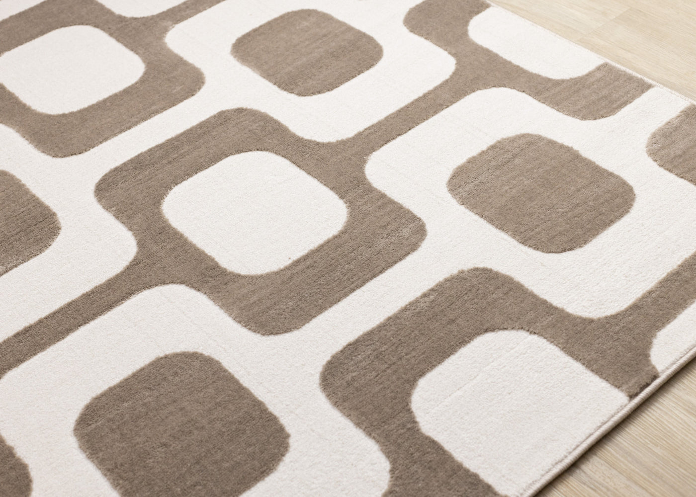 Logan Modern Vintage Area Rug - Brown Cream - 7' X 10'