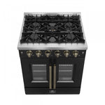 Forno Galiano 30" Black French Door Freestanding Gas Range (4.32 Cu. Ft.) - FFSGS6444-30BLK