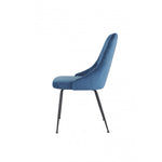 Peacock Velvet Dining Chair - Blue/Black - Set of Two