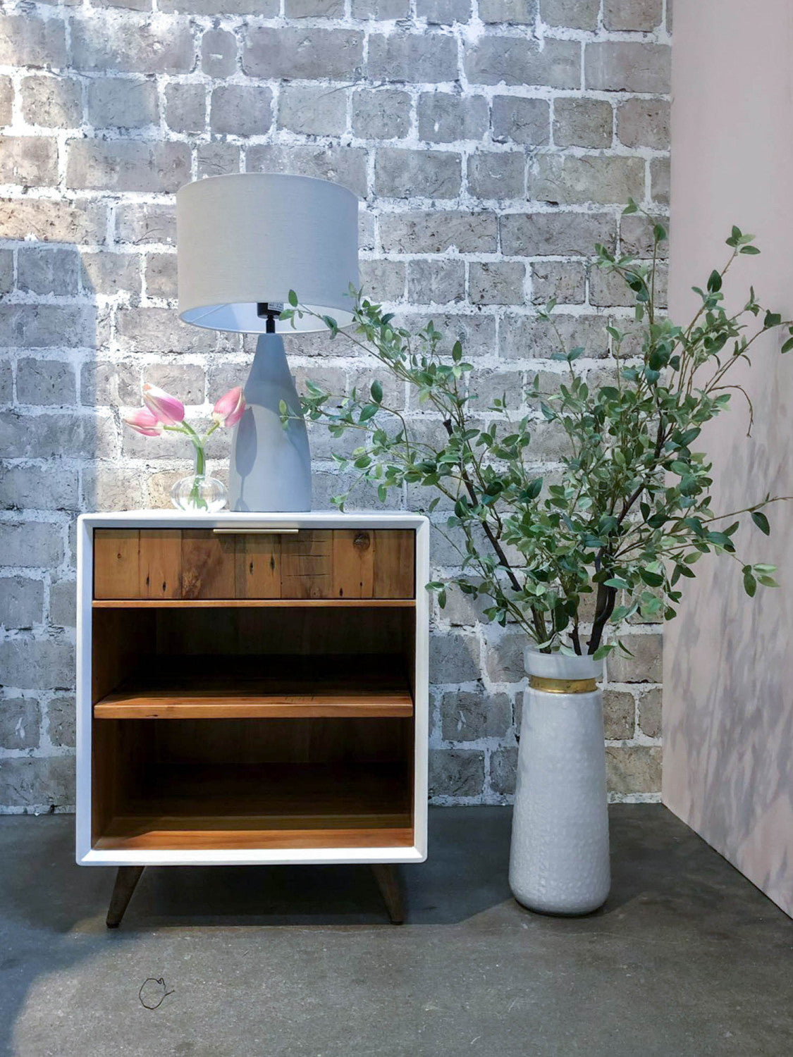 Lorne Night Table - White/Natural