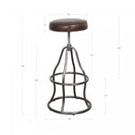 Maloe Leather Bar Stool - Vintage Brown