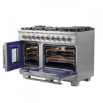 Forno Capriasca 48" Stainless Steel Freestanding Double Oven Gas Range with Air Fry (6.58 Cu. Ft.) - FFSGS6460-48